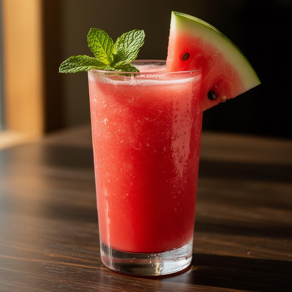 Fresh watermelon juice with mint